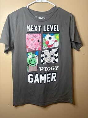 Next Level Piggy Gamer Gray Graphic Tee